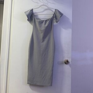Elegant Off-Shoulder Gray Dress